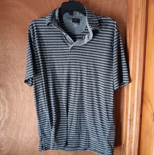 Greg Norman Collection Gray Striped Polo Shirt